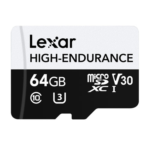 Lexar High-Endurance microSDXC 64 Go - carte mémoire pour vidéosurveillance et dashcam (vue 1)