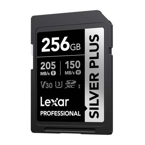 Lexar Professional Silver Plus SDXC 256 Go - carte SD 4K UHS-I 205 Mo/s : lecture 205 Mo/s