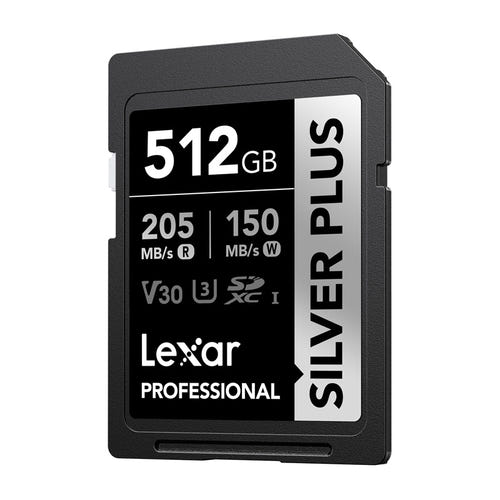 Lexar Professional Silver Plus SDXC 512 Go - carte SD 4K haute capacité UHS-I : lecture 205 Mo/s