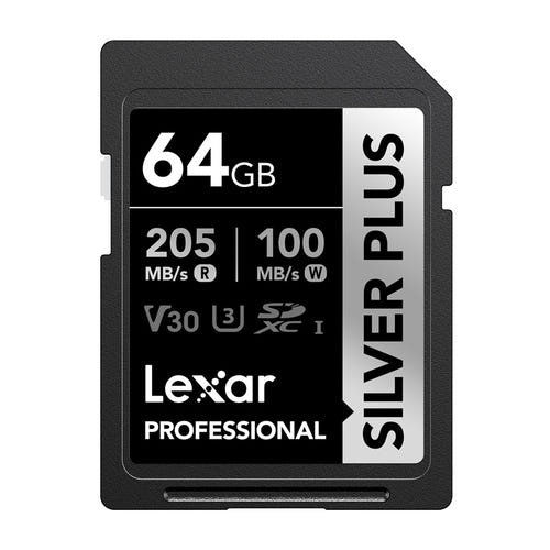 Lexar Professional Silver Plus SDXC 64 Go - carte SD 4K UHS-I 205 Mo/s