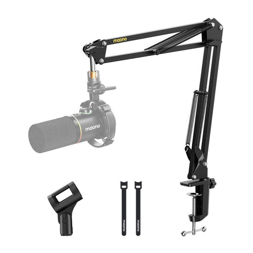 Maono BA20 - Bras de microphone articulé en acier, noir : déplié sur bureau