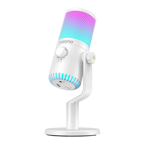 Maono DM30RGB blanc - Microphone à condensateur cardioïde USB-C, 4 égaliseurs