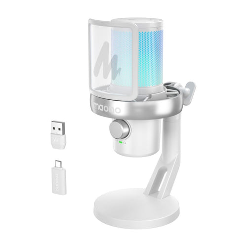 Maono DM40 Pro - Microphone sans fil 48 kHz pour la vidéo, blanc