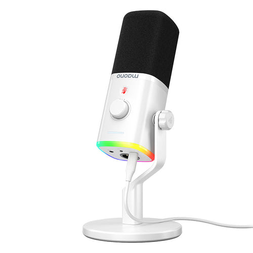 Maono PD100X - Microphone dynamique USB et XLR avec égaliseur, blanc