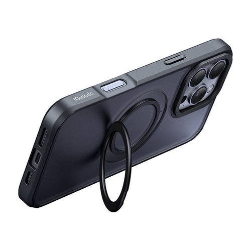Mcdodo PC-4932 - Coque MagSafe noire avec béquille pour iPhone 16 Pro : orientable dos