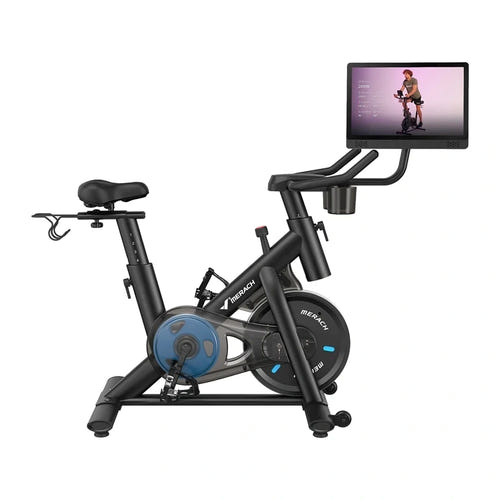 MERACH MR-S26B4-EU - Vélo de spinning magnétique avec écran et support d'haltères : vue profil