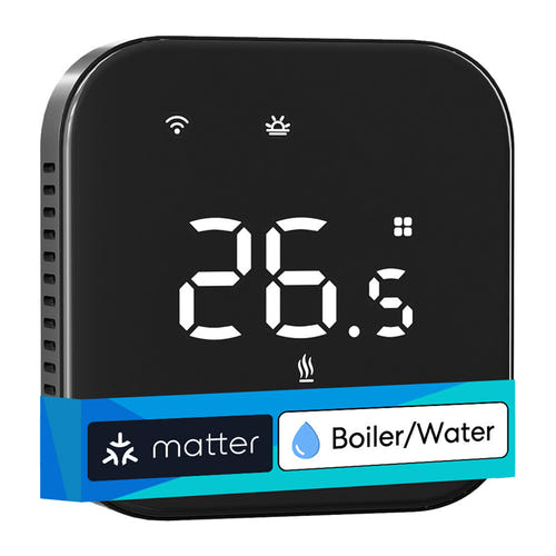 Meross MTS215BMA-B - Thermostat Wi-Fi Matter noir, chauffage à eau