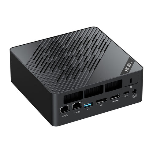 Minix ER937-AI - Mini PC Ryzen AI 9 HX 370, 32 Go DDR5, SSD 1 To, Windows 11 Pro : façade USB Thunderbolt