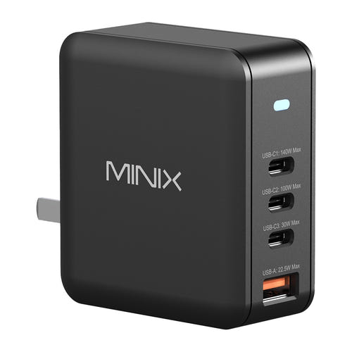 Minix P165 - Chargeur secteur GaN 165 W, 3 USB-C et 1 USB-A