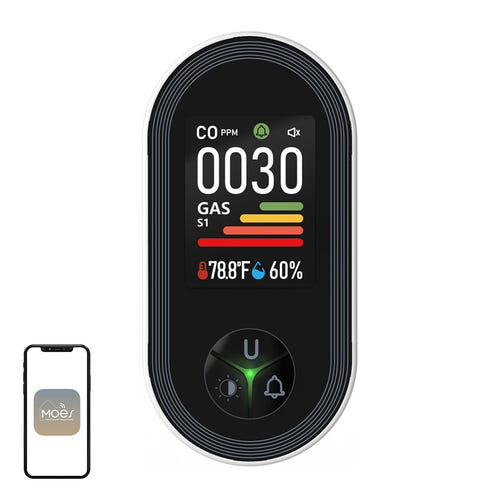Moes S02-CG - Détecteur connecté de monoxyde de carbone et de gaz : co gaz moes s02 CG