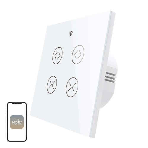 Moes WRS-EUC2-WH-MS - Interrupteur connecté double volet : mural verre blanc deux canaux