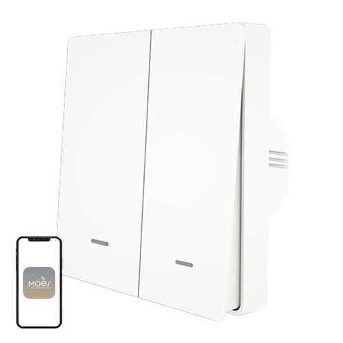 Moes ZS-B-EU2 - Interrupteur ZigBee 2 canaux sans neutre : blanc