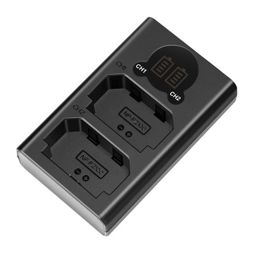 Neewer - Chargeur double DL-FZ100 pour batteries Sony NP-FZ100 : emplacement batteries