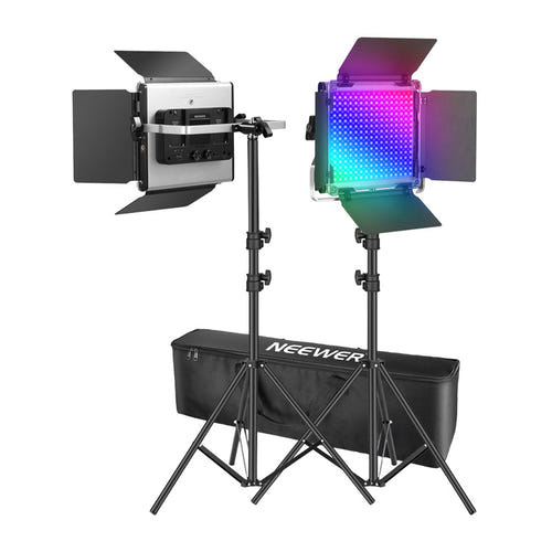 Neewer - Kit 2 panneaux LED 660 PRO II RGB avec trépieds 200 cm : panneau
