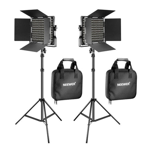 Neewer - Kit studio 660 Bi-Color : 2 panneaux LED 40 W + trépieds + volets : vue ensemble