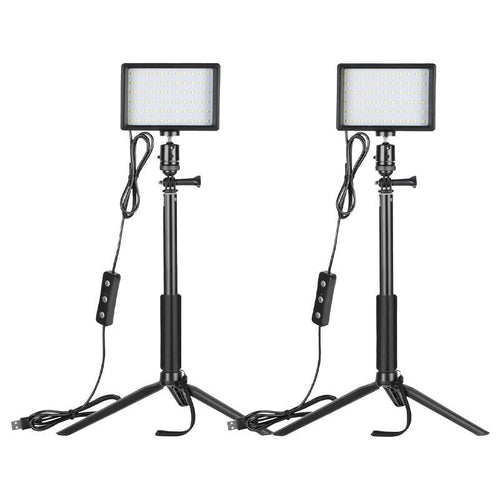 Neewer - Kit studio ZC-10S : 2 lampes LED avec trépieds et 8 filtres colorés : vue ensemble