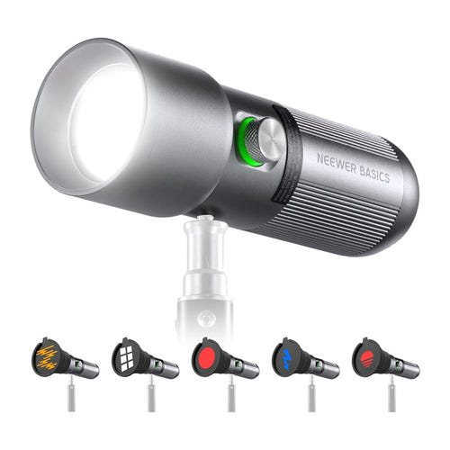 Neewer - Lampe LED portable BASICS FL10 avec zoom et 20 filtres Gobo : gobos