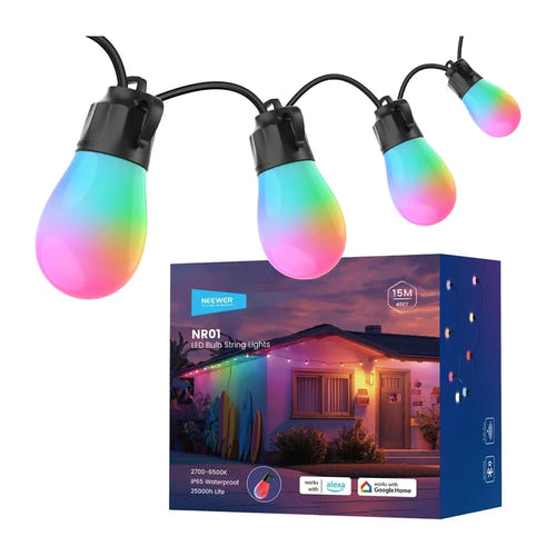 Neewer NR01 - Guirlande lumineuse extérieure RGB connectée 15 m : ampoules RGB Neewer nr01