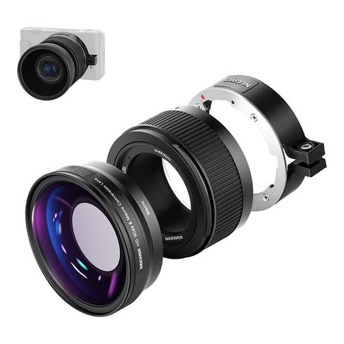 Neewer - Objectif grand angle et macro 2-en-1 pour Sony ZV-1 (noir) : 2en1 zv1 vue ensemble