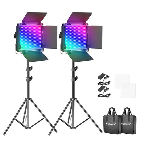 Neewer 660 PRO RGB - kit de deux panneaux LED avec pieds et sacoches