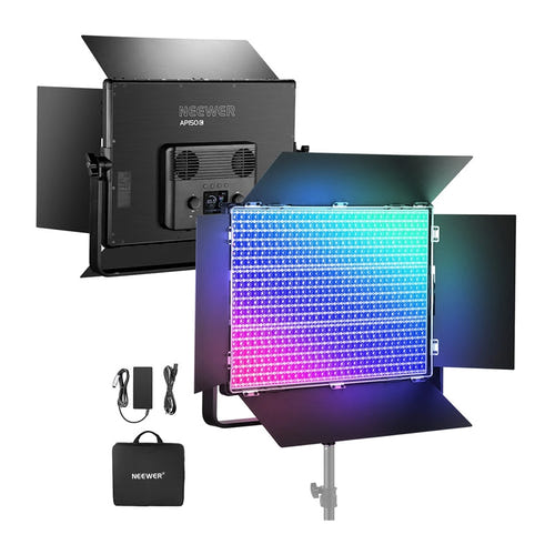 Neewer - Panneau LED AP150C 150 W RGBWW (2500 à 10000 K, volets coupe-flux, DMX) : vue ensemble