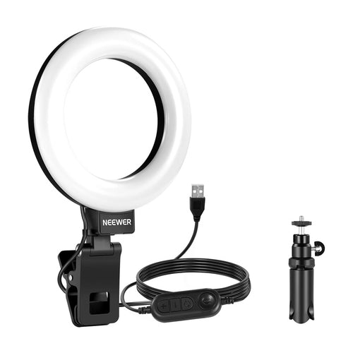 Neewer - Ring light BR60 à pince de 12,7 cm (10 W, trépied de bureau inclus) : vue ensemble