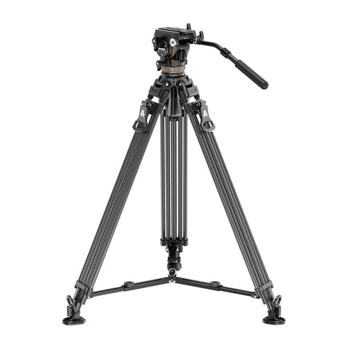 Neewer - Trépied vidéo LL55 en fibre de carbone avec tête fluide (93 à 197 cm) : vue ensemble