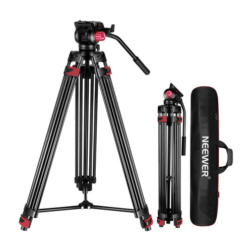 Neewer - Trépied vidéo TP-M200 avec tête fluide et base bol 70 mm (88 à 200 cm) : tpm200 vue ensemble