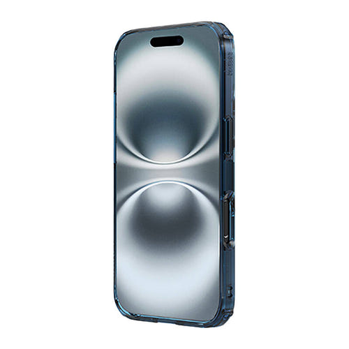Nillkin Nature TPU Pro Magnetic - Coque transparente iPhone 16 Plus (bleue) : anneau magnétique visible