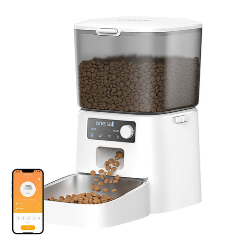 Oneisall PFD001 Pro - Distributeur de croquettes automatique blanc : face