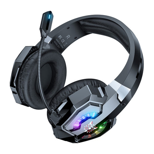 ONIKUMA B15 - Casque gaming sans fil Bluetooth 5.4 avec micro détachable et RGB (noir) : éclairage RGB arceau
