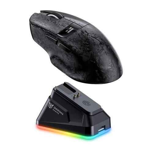 ONIKUMA DM08 - Souris gaming sans fil 24 000 DPI avec station de charge magnétique : noire