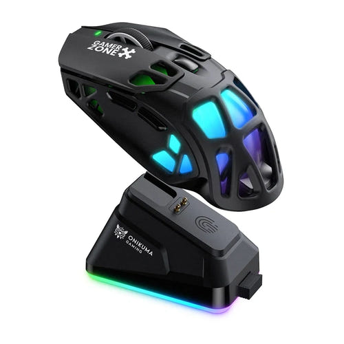 ONIKUMA DM09 - Souris gaming sans fil 24 000 DPI avec station de charge RGB : noire
