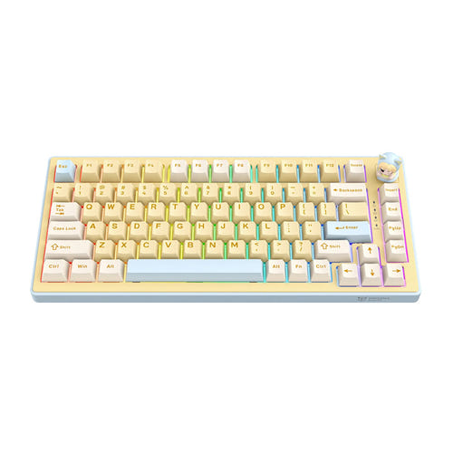 ONIKUMA MT707 - Clavier gaming 81 touches hot-swap avec molette multimédia, jaune (vue 1)