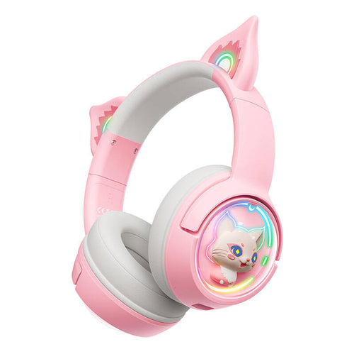 ONIKUMA B5 - Casque gaming sans fil Bluetooth 5.3 oreilles de chat, rose
