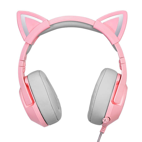 ONIKUMA K9 - Casque gaming RGB oreilles de chat amovibles, rose (vue 3)