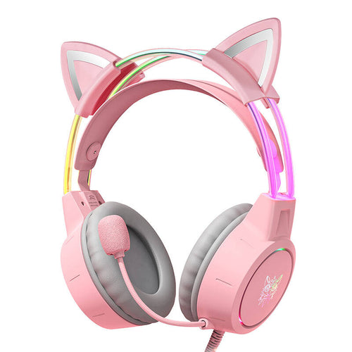 ONIKUMA X15 PRO - Casque gaming rose oreilles de chat amovibles