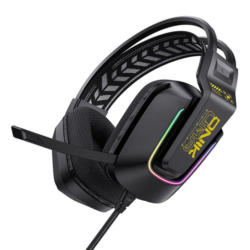 ONIKUMA X13 - Casque gaming filaire USB et jack 3,5 mm, haut-parleurs 50 mm RGB (noir) : micro rotatif x13 noir