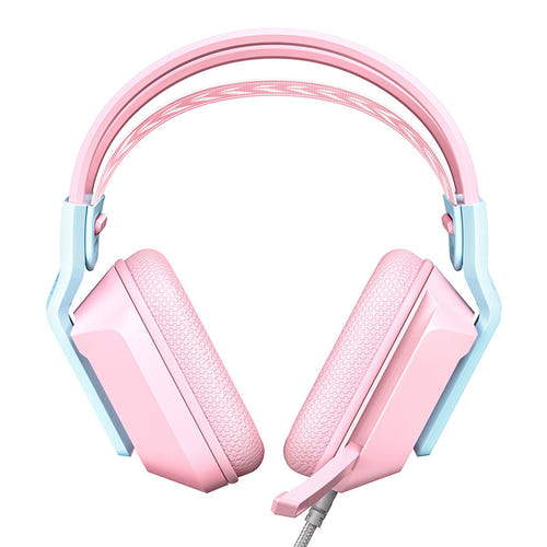 ONIKUMA X13 - Casque gaming filaire RGB avec micro orientable (rose) : arceau rose lumineux