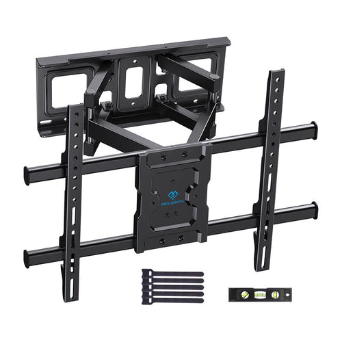 Perlesmith PSPILFK1 - Support mural TV orientable 37 à 85 pouces, VESA 600 x 400, 60 kg : double bras acier déployé