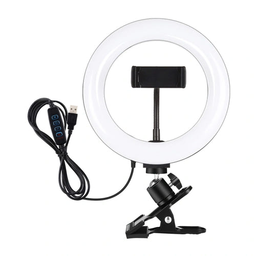 Puluz Ring Light 20 cm - anneau lumineux LED pour vlog et visioconférence : 20 cm anneau lumineux LED pince
