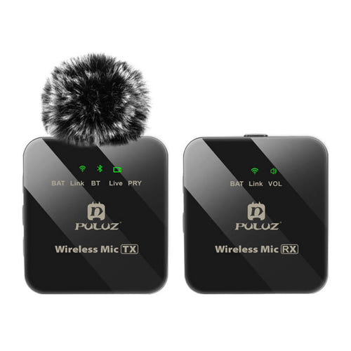 Puluz - Micro-cravate sans fil 1 TX + 1 RX (jack 3,5 mm, Bluetooth) : émetteur récepteur détail