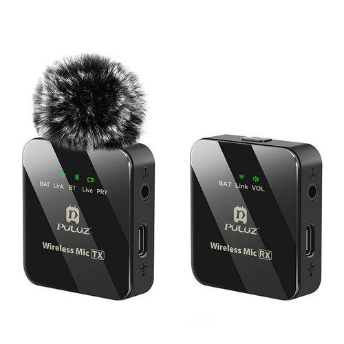 Puluz - Micro-cravate sans fil 1 TX + 1 RX (jack 3,5 mm, Bluetooth) : kit micro 1tx 1rx