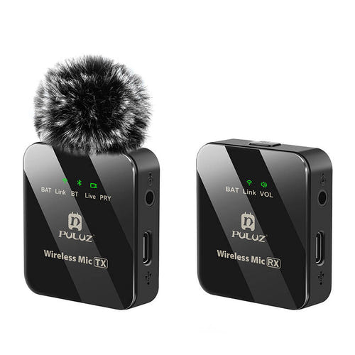 Puluz - Micro-cravate sans fil 1 TX + 1 RX (jack 3,5 mm, Bluetooth) : kit micro 1tx 1rx