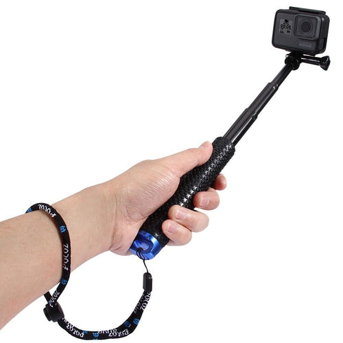 Puluz - Perche à selfie PU150 pour caméra sport DJI, GoPro, Insta360 (noir) : repliée compacte