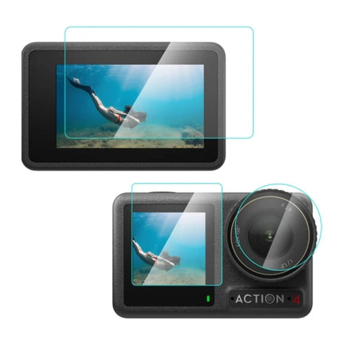 Puluz Verre trempé 3 en 1 - protection objectif et écrans DJI Osmo Action 4 - visuel 1