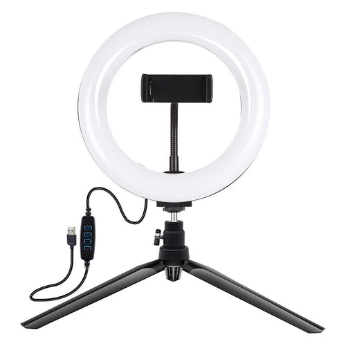 Puluz - Trépied avec anneau lumineux LED 20 cm PKT3073B pour vlog : pince téléphone détail