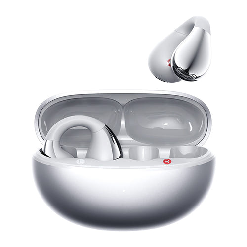 QCY Crossky Clip C30S - Écouteurs à oreille ouverte à clip (argent) : boîtier de charge