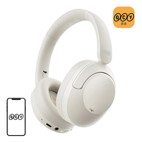 QCY H4 - casque sans fil à réduction de bruit ANC, blanc