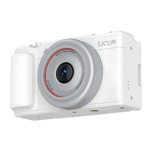 SJCAM ZV200 blanc - appareil photo numérique compact vlog 5K, 80 Mpx, écran IPS orientable 2,8 pouces : trois quarts